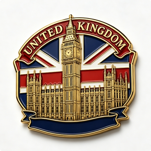 United Kingdom Big Ben Metal <b>Pin</b> Gold Plated Irregular Shape Hard Enamel Zinc Alloy Souvenir Patriotic <b>Badge</b> - Product Image 3