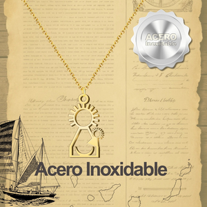 Collana con Pendente Elegante e Lussuoso in Acciaio Inossidabile Color Oro con Vergine del Pino e Catena a Maglie Religiosa - Product Image 3