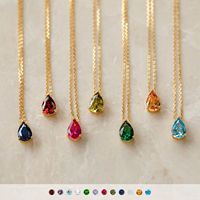 Haomi Dainty 18K chapado en oro piedra natal joyería de moda gota de agua lágrima colgante collar con cadena de eslabones para mujer