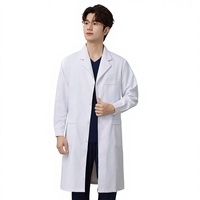Blouse de laboratoire blanche pour médecin, en polycoton, avec boutons-pression, poche poitrine, uniforme médical CE, manches longues, revers cranté, poches latérales