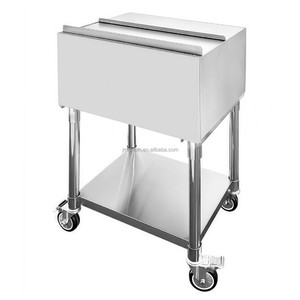 Stainless Steel Floor-standing Sliding <b>Cover</b> Ice <b>Bin</b> | Commercial Bar & Kitchen Mobile Ice Storage - Product Image 3
