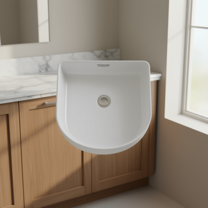 Lavabo da bagno in ceramica bianca 15,69x13,69 pollici Design elegante per bagni - Product Image 2