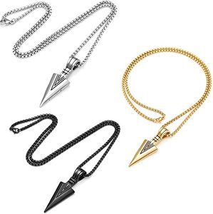 Colar de Flecha Vintage com Pingente de Ponta de Flecha em Cadeia Dourada para Homens - Product Image 3