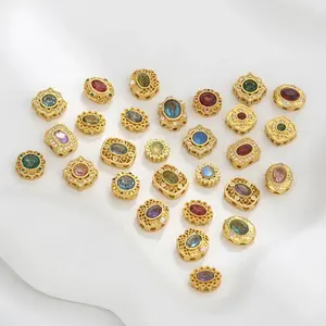 Pulseira de zircônio colorido incrustado contas de ouro fosco joias descobertas contas lindas encantos acessórios para fazer jóias