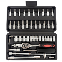 Jeu de clés à cliquet en acier au carbone de qualité supérieure, 46 pièces, multi-usages, kit d'outils de réparation automobile, jeu de douilles avec boîte de rangement