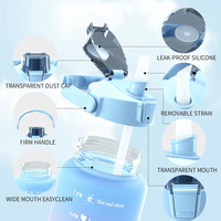 Ensemble de bouteilles d'eau sportives réutilisables en plastique avec logo personnalisé, 3 en 1, avec support pour téléphone, pour les voyages