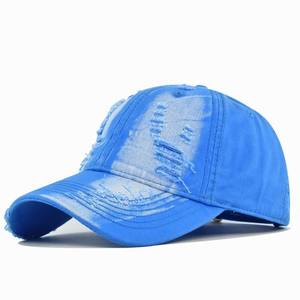 Gorra de béisbol de algodón de alta calidad, sombrero de papá con logotipo bordado, diseño rasgado, venta al por mayor, MOQ bajo personalizable - Product Image 2
