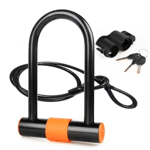 Inbike Bicycle Lock Heavy Duty Bike U Lock with Steel Chain Cable Mount Bracket+ Keys Fixed Bike Lock