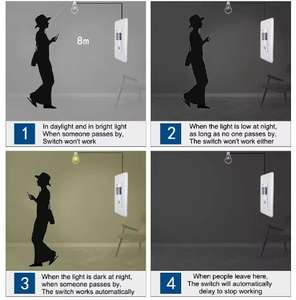 SLS Saklar Lampu Sensor Gerak Inframerah 180 Derajat yang Dipasang di Dinding Detektor PIR Satu Tiang Gerakan Tubuh Manusia ABS PC Tahan Lama 9m - Product Image 3