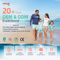 Maillot de bain anti-UV UPF50+ pour femme, ensemble 2 pièces, haut de bain bleu tie-dye à manches raglan, rashguard de surf personnalisé avec échantillonnage rapide