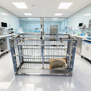 Cage d'injection <span class=keywords><strong>pour</strong></span> animaux de compagnie en acier inoxydable robuste, cage de transport vétérinaire pliable avec serrure, <span class=keywords><strong>pour</strong></span> clinique, toilettage des chats et des chiens, usage médical - Product Image 4