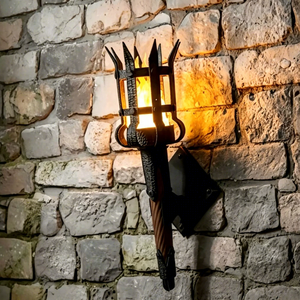 3D Printed Medieval Torch <b>Wall</b> <b>Sconce</b> Retro Iron Flame Effect Lamp Vintage Gothic Decor <b>Light</b> for Home Bar Castle - Product Image 1