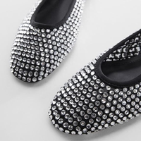 Ballerines plates en gros pour femmes, chaussures plates à strass, ballerines scintillantes, ballerines décontractées en maille à paillettes pour mariage
