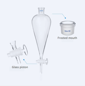 Entonnoir de séparation en forme de poire en verre brun avec quatre pistons de fluor dans l'entonnoir de laboratoire, disponible en 30/125/250/500/1000ml. - Product Image 5