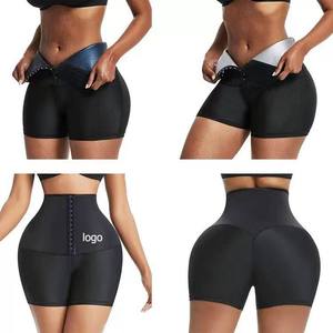 Pantalones Cortos Deportivos para Mujer, con Efecto Sauna, Cintura Ajustada con Botones, Moldeadores de Cuerpo - Product Image 4