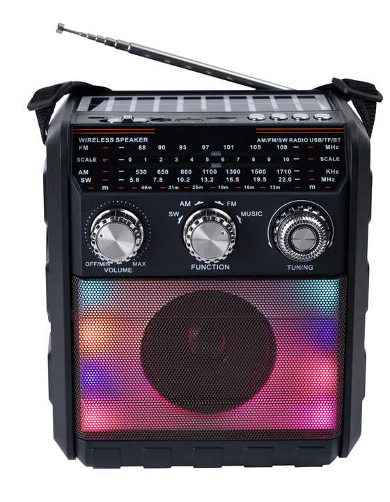 Cel mai bine vandut difuzoare fara fir Disco Light Suport Am Fm Sw Radio Difuzoare Bt alimentate cu energie solara