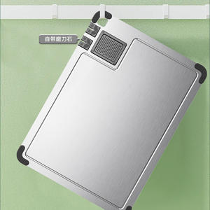 Planche à découper en acier inoxydable avec aiguiseur de couteaux, rectangulaire, antidérapante, à double face, pour la cuisine - Product Image 2