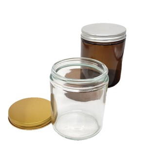 Bocaux à bougies cylindriques en verre transparent ambré épaissi, sans PFAS, sans plomb, avec couvercles métalliques hermétiques à vis, écologiques, réutilisables, résistants à la <span class=keywords><strong>chaleur</strong></span>, pour Pâques - Product Image 5