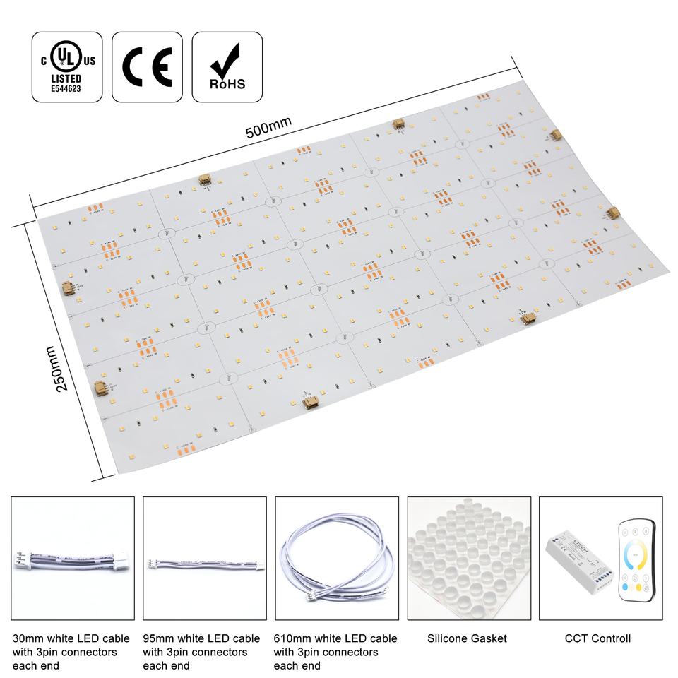 Large Led Sheets High Efficiency Tunable Flexible LED Sheet 500x250mm DC24V 200LED IP20 ...