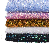Tissu brodé à paillettes multicolores le plus vendu, tissu en velours à paillettes métalliques de 5 mm pour vêtements d'automne et d'hiver