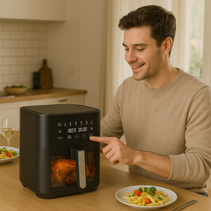 Freidoras de aire multifuncionales de nuevo diseño 6l con vapor y función de autolimpieza Horno tostador digital Freidora de aire profunda sin aceite KA35008 - Product Image 6