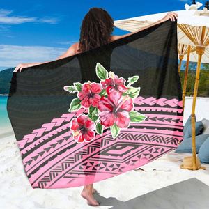 Polynesian Hawaiian Sarong Hibiscus Pattern Womens costume da bagno Cover up Bikini Wrap Skirt Beach Long Pareo Sarong 1 pezzo Dropship - Product Image 4