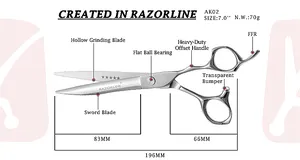 Hair Salon Scissor Razorline AK02 Professional Hair Cutting Scissors Hairdressing Scissors Salon Use 6 Inch Barber Scissors