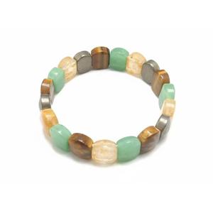 Gemstone Stones 16mm Faceted Wide Beads Crystal Stretch Bangle 7.5 Inch handmade bulk product - Product Image 1