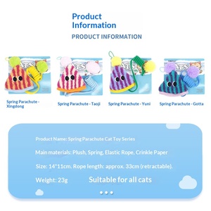 Jouet pour <span class=keywords><strong>chat</strong></span> à ressort en forme de <span class=keywords><strong>parachute</strong></span>, à suspendre à la porte, pour l'auto-entretenissement et le soulagement de l'ennui, avec boule en fourrure et bâton de stimulation à corde élastique - Product Image 5