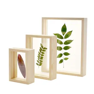 定制4x6 5x7 6x8 DIY植物标本双层玻璃画框木3D影盒相框