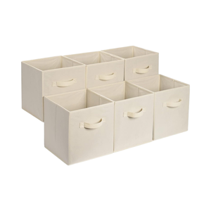 Beige 13 \ "<span class=keywords><strong>X</strong></span> 13 \" <span class=keywords><strong>X</strong></span> 13 \ "Cubo de almacenamiento de tela plegable Organizador de contenedores con asas Robusto, Beige, paquete de 6 - Product Image 6