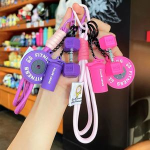 Fitness Silicone Keychain Set Detachable <b>Dumbbell</b> Water Bottle Pendant Creative Gym Gift for Athletes Fitness Lovers - Product Image 2