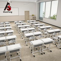 Ensemble bureau et chaise ergonomiques modernes réglables en hauteur pour étudiants, mobilier scolaire ignifuge en HDF pour salle de classe primaire