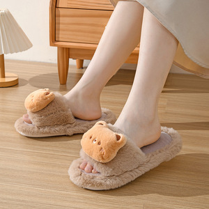 Transfrontalier pour <span class=keywords><strong>Amazon</strong></span> Ins ouvert mignon Animal fourrure en peluche pour pantoufles femmes maison intérieur <span class=keywords><strong>hiver</strong></span> en gros - Product Image 3