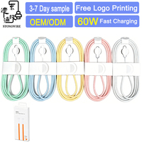 Cable USB Tipo C Trenzado de Nailon Colorido, 60W 3A, Carga Rápida, Cable de Datos para iPhone Serie 16/17, Computadora, Cámara y Auriculares