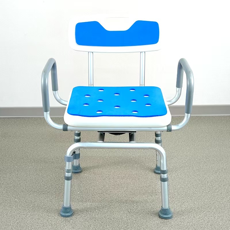 Correa giratoria de aleación de aluminio con almohadilla azul.