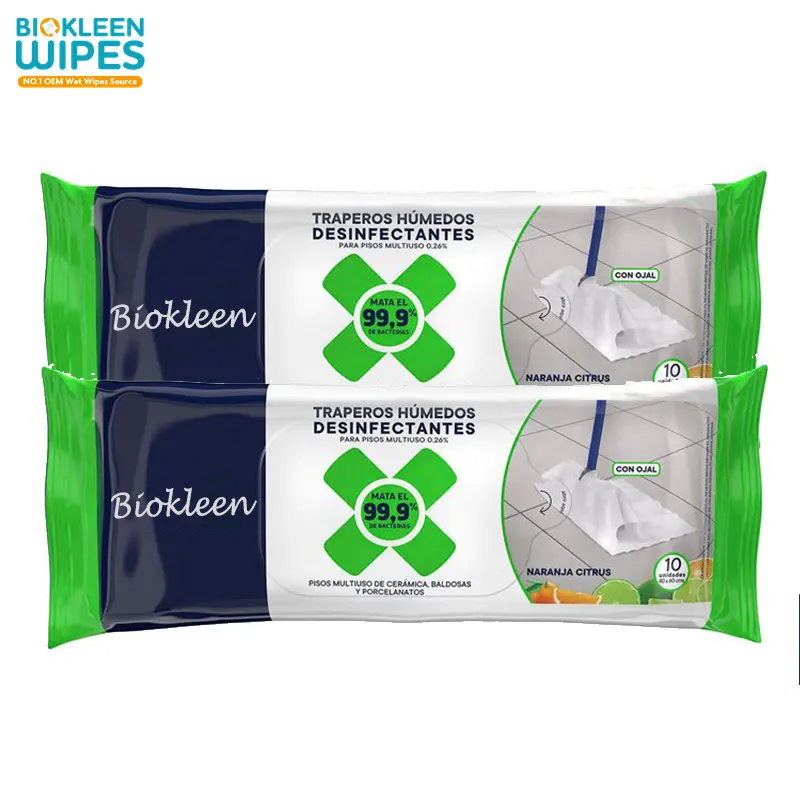 Biokleen Big Size 100% Polyester Disposable Nonwoven Cleaning Wipe Electrostatic Dry Mop Floor Cloth Big Floor Wet wipes for Mop