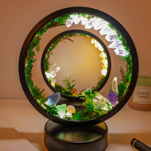<span class=keywords><strong>Lampe</strong></span> à <span class=keywords><strong>grappe</strong></span> de cristaux ronde faite à la main, thème Forêt Enchantée, alimentée par USB, lumière d'ambiance pour décoration de jardin féerique (vente en gros) - Product Image 1