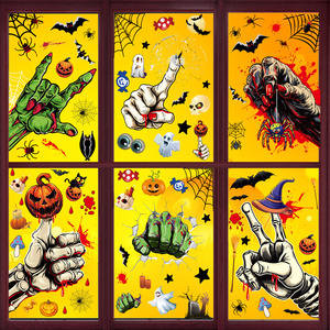 2407 boqing decoración <span class=keywords><strong>de</strong></span> Halloween <span class=keywords><strong>sangre</strong></span> handprint calabaza pegatinas Wan Saint centro comercial escena diseño fantasma mano SPI - Product Image 3
