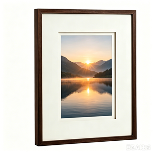 Cadre photo mural moderne <span class=keywords><strong>Fabian</strong></span> Clarke London fait main avec impression UV 6x4 en MDF bois foncé, double passe-partout blanc, portrait ou paysage - Product Image 2