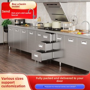 Mobile da <span class=keywords><strong>Cucina</strong></span> Moderno in Acciaio Inox 304, Installazione Senza Fili, Stoccaggio Integrato, Piano Cottura Compatto per Uso Domestico - Product Image 4