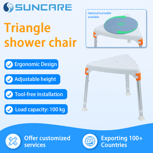 Triangular <strong>Shower</strong> <strong>Chair</strong> 7-Level Adjustable Height Non-Slip Bath Stool <strong>for</strong> <strong>Elderly</strong> Disabled Corner Bathroom Safety Seat - Product Image 1