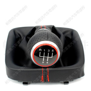 Palanca de Cambios de Cuero para Auto Pao, 5 Velocidades, con Costuras Rojas, para Volkswagen Golf 4 5 GTI, Diseño Ergonómico - Product Image 4