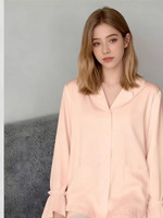 Setelan Piyama Musim Semi Gaya Eropa Amerika Terbaru, 2 Potong, Kerah Kancing, Atasan Lengan Panjang Model Ruffle, Celana Panjang Lurus, Pakaian Santai