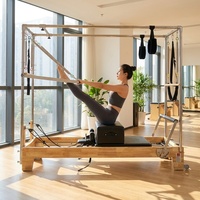 Máquinas de Pilates de Lujo, Mesa de Trapecio Cadillac de Madera de Roble Macizo para Gimnasio Privado en Casa, Equipo de Fitness de Alta Gama para Moldear el Cuerpo