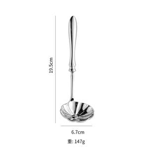 Cuchara para servir de acero inoxidable DF1163, con forma de pétalo de flor, pulida, 19.5 cm, duradera - Product Image 1
