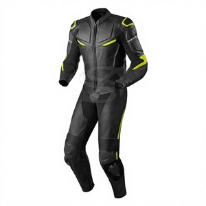 Black Green Leather <b>Motorcycle</b> Racing Suit Full Zip Protective Motorbike <b>Jacket</b> and Trousers Unisex All Seasons - Product Image 6