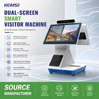Kiosque de libre-service à double écran KMS avec lecteur de code QR et scanner d'identification, prix usine pour l'enregistrement des patients en clinique hospitalière, écran tactile