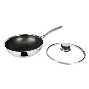 Padella Wok Antiaderente con Rivestimento Ceramico a Nido d'Ape in Acciaio Inox 304 a 3 Strati da 2,5mm con Coperchio, Marca Personalizzata - Product Image 2