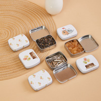Boîte en fer blanc miniature rectangulaire à charnière avec impression personnalisée et gaufrage, fabriquée à partir de matériaux recyclés, pour bonbons et menthes